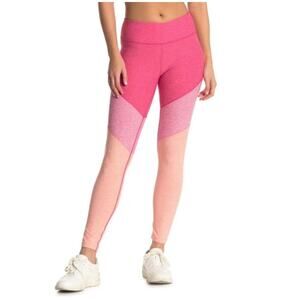 Outdoor Voices Paneled Pink Flamingo Rose Color Block 7/8 Leggings Mid Rise Sz M